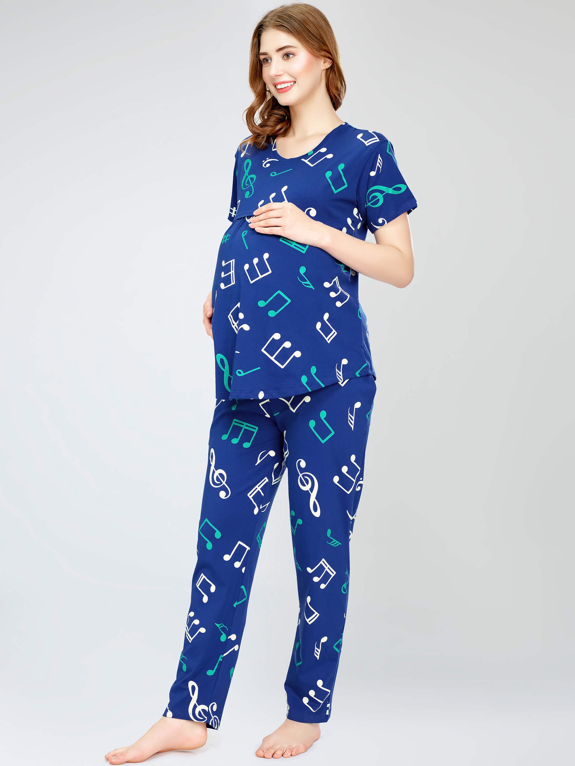 night suit set for women night suit dress for women cotton stylish latest top pajama set nightwear cotton pyjama sleeve sleep home wear ladies nursing feeding front open night shirt ZEYO night suit set co ord set for women