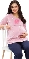 ZEYO Women Cotton Lavender Star Print Maternity & Feeding Top