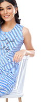 ZEYO Women's Cotton Blue Heart Printed Shorts Set