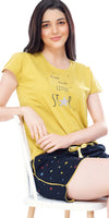 ZEYO Women's Cotton Yellow Star Printed Shorts Set