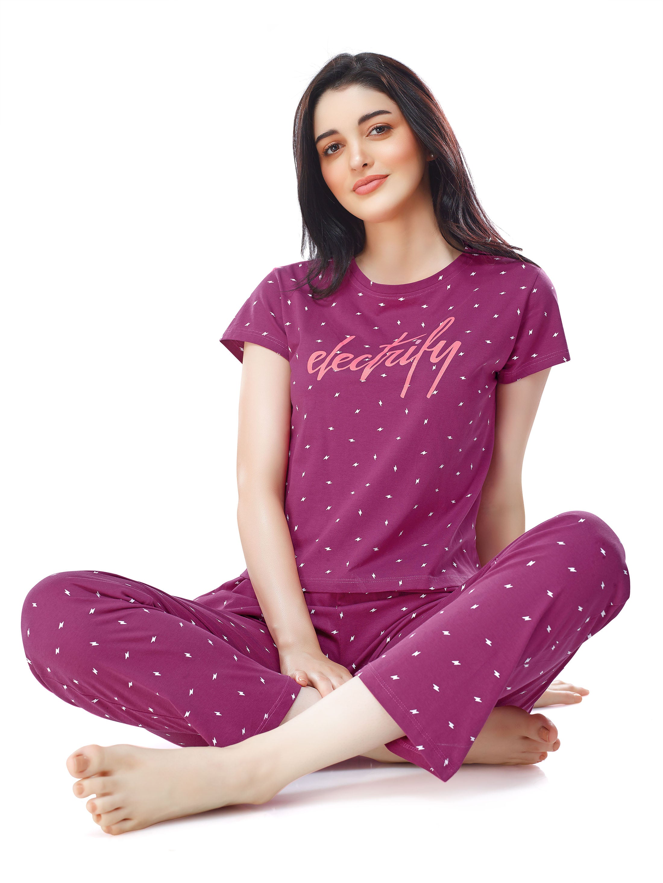Bodycare Womens Cotton Printed Night Suit Set of Shirt & Pyjama-BSNS18011