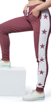 ZEYO Women's Joggers Star Printed Mauve Regular Fit Track Pant