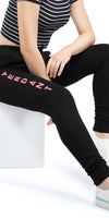 ZEYO Women's Joggers Printed Black Regular Fit Track Pant