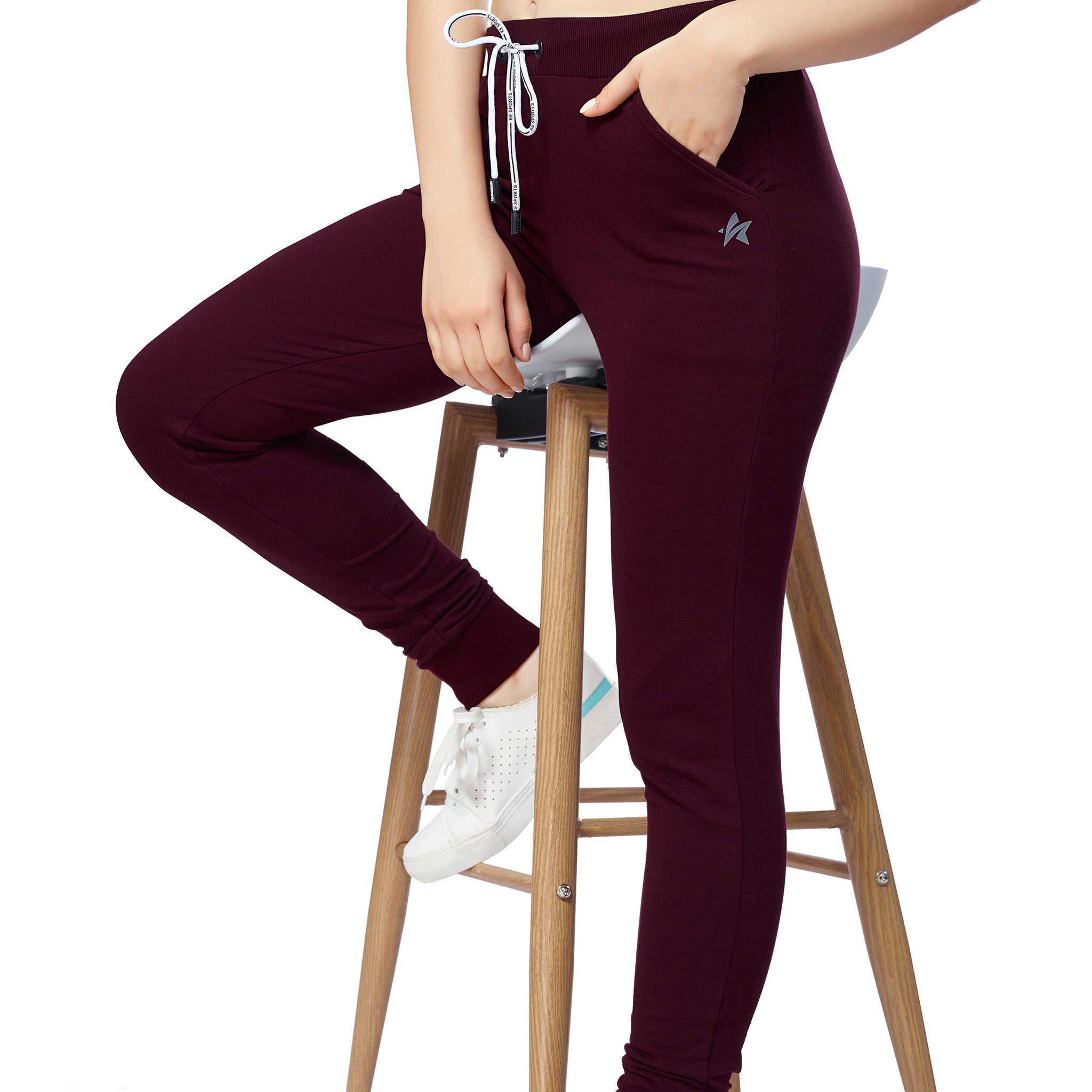 ZEYO Women's Joggers Solid Plain Maroon Regular Fit Track Pant